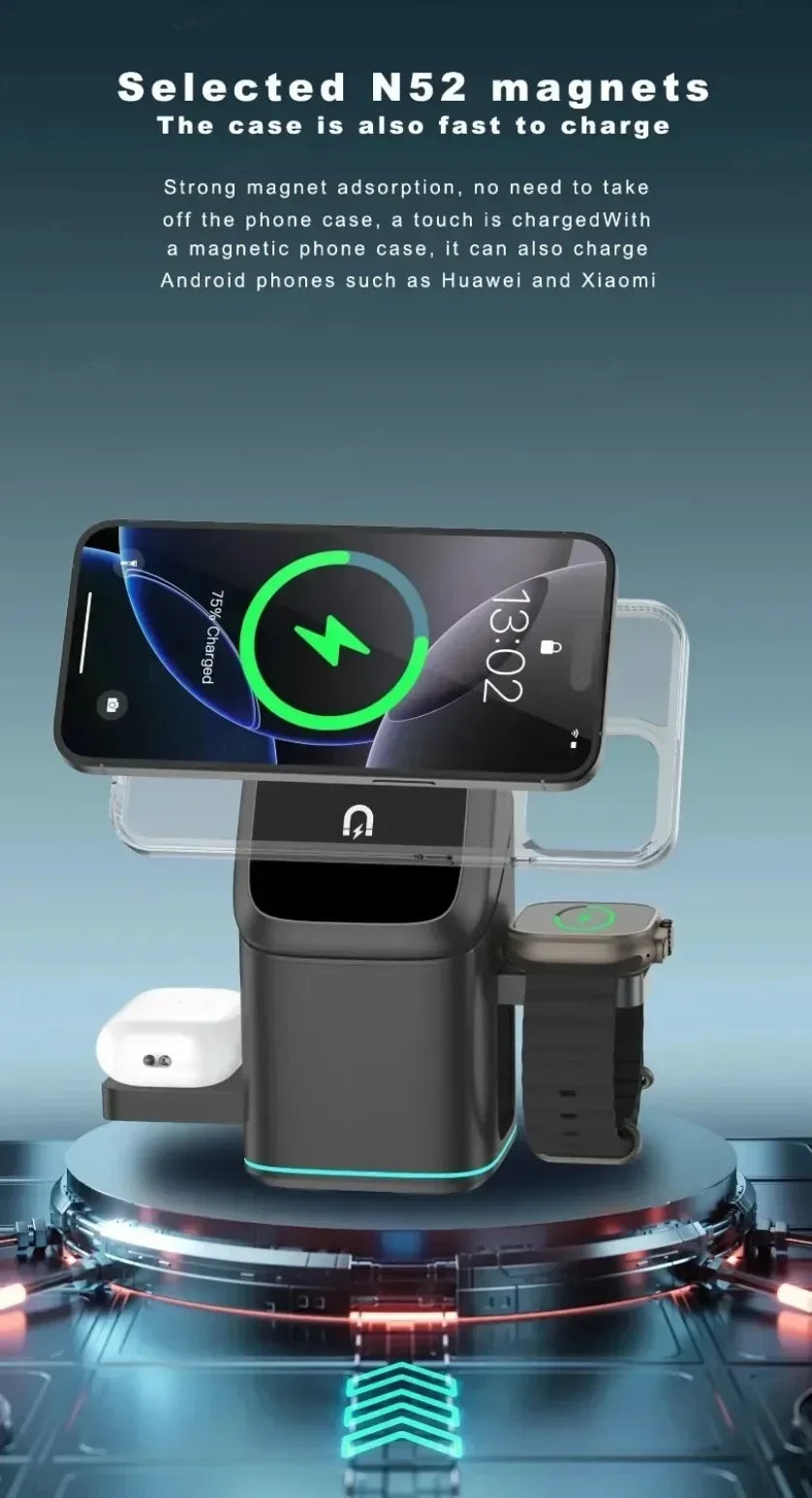 3-in-1 Foldable Touch-Controlled Wireless Charging Stand