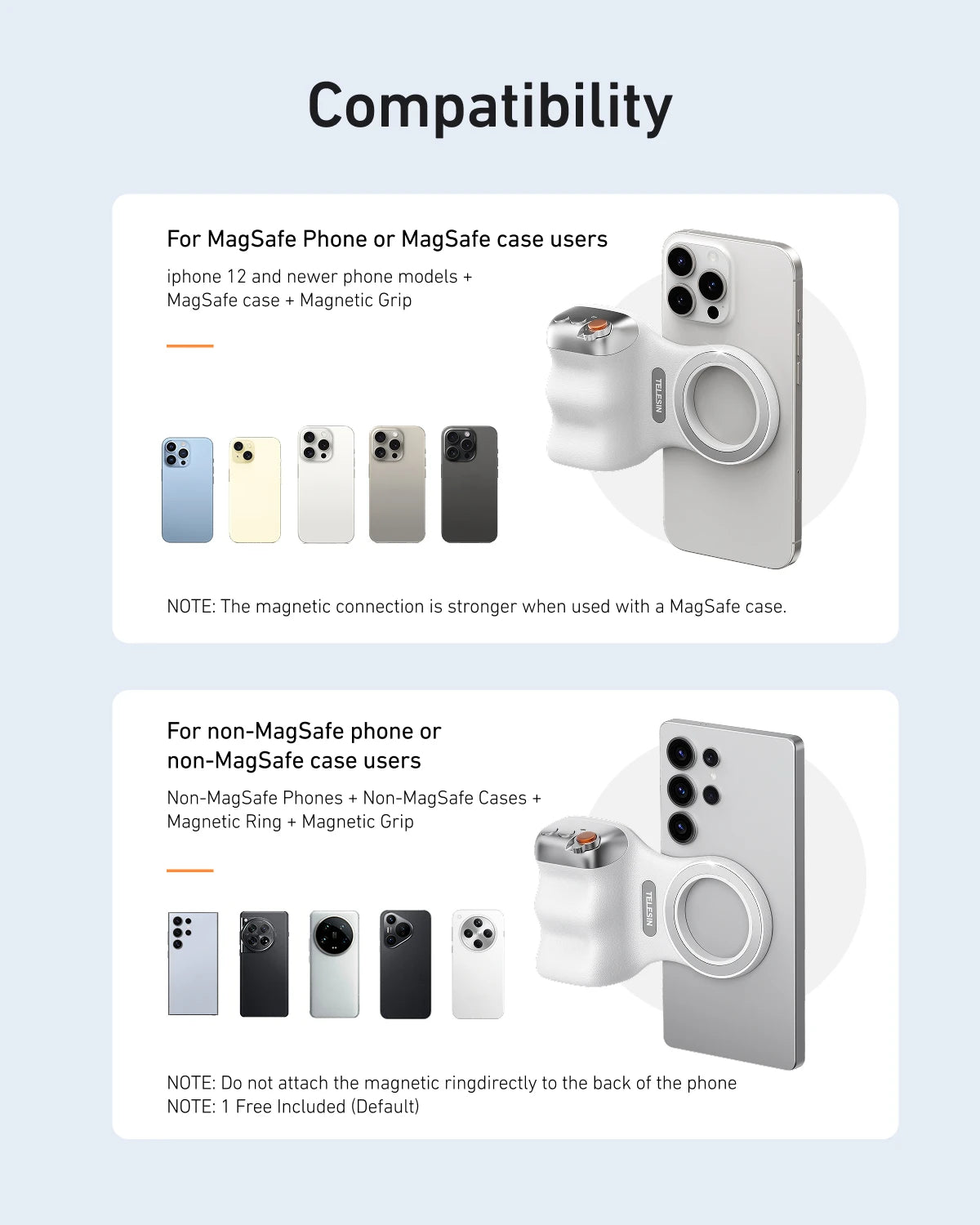 Magnetic Smartphone Camera Hand Grip & Bluetooth Shutter