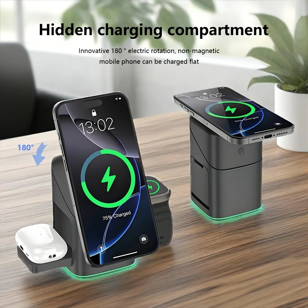 3-in-1 Foldable Touch-Controlled Wireless Charging Stand