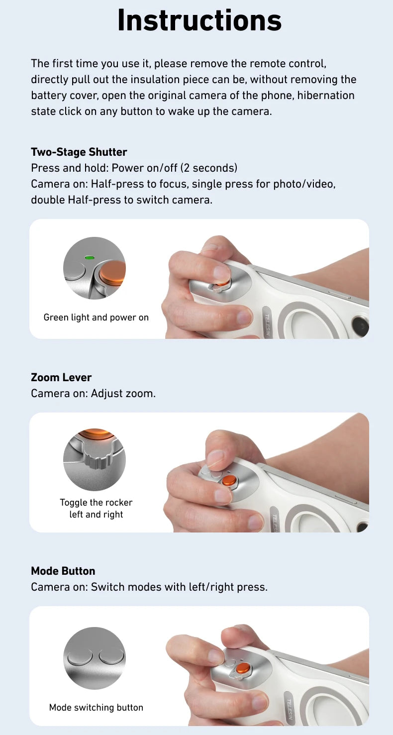 Magnetic Smartphone Camera Hand Grip & Bluetooth Shutter