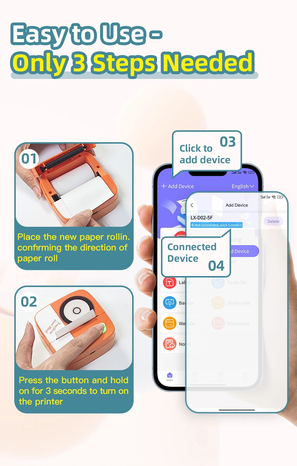 Portable Ink-Free Bluetooth Thermal Pocket Printer
