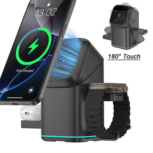3-in-1 Foldable Touch-Controlled Wireless Charging Stand