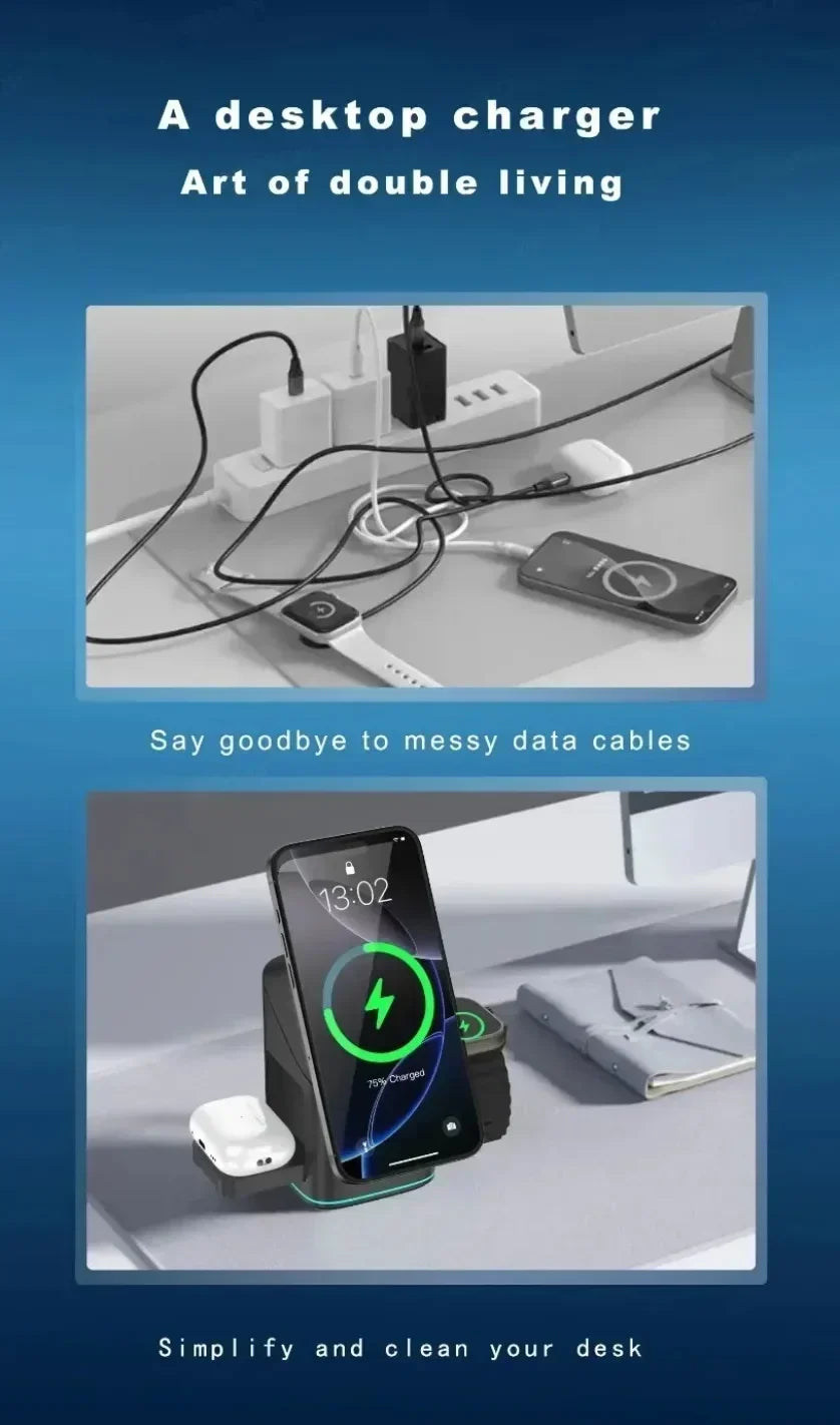 3-in-1 Foldable Touch-Controlled Wireless Charging Stand