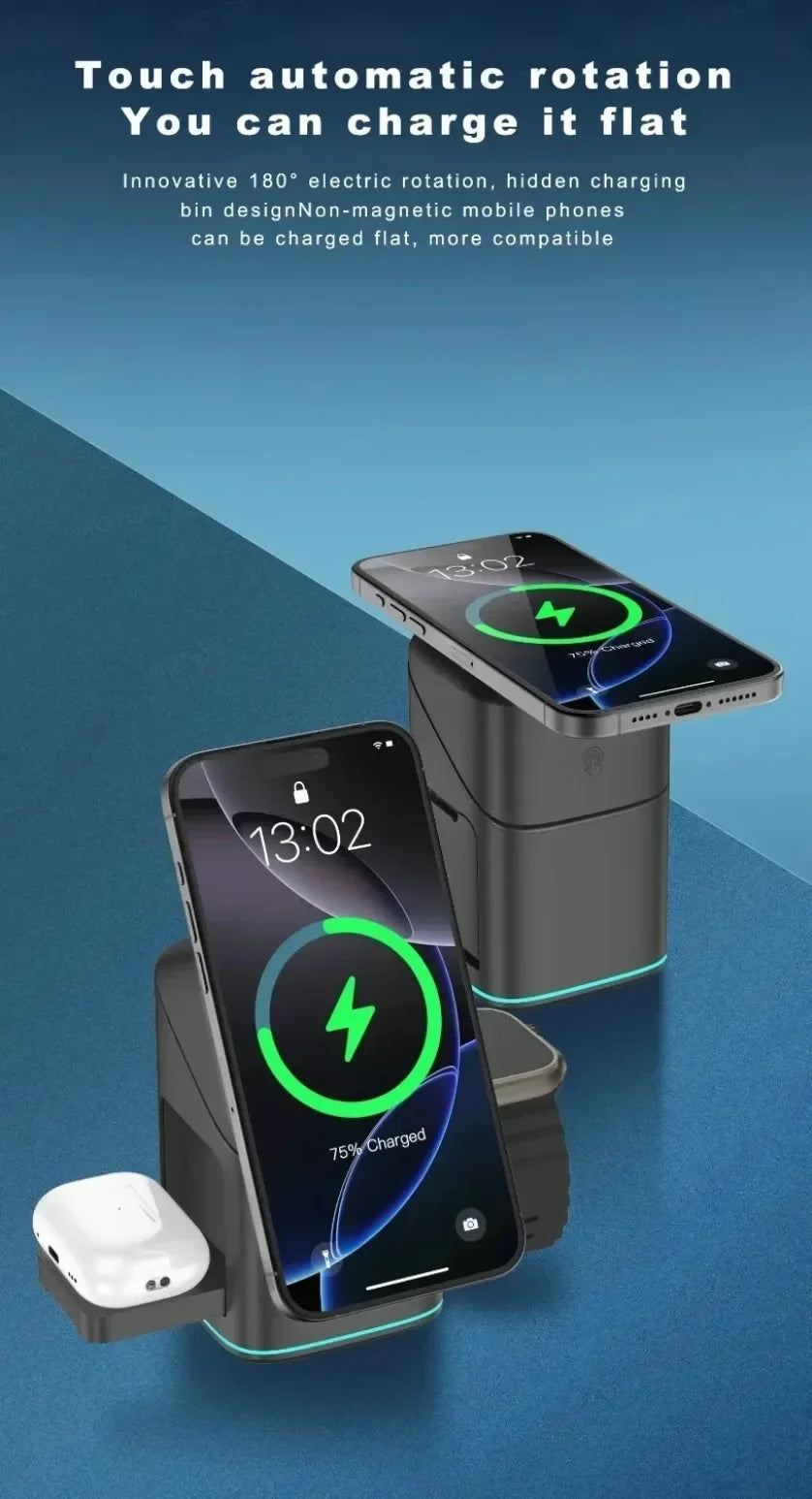 3-in-1 Foldable Touch-Controlled Wireless Charging Stand