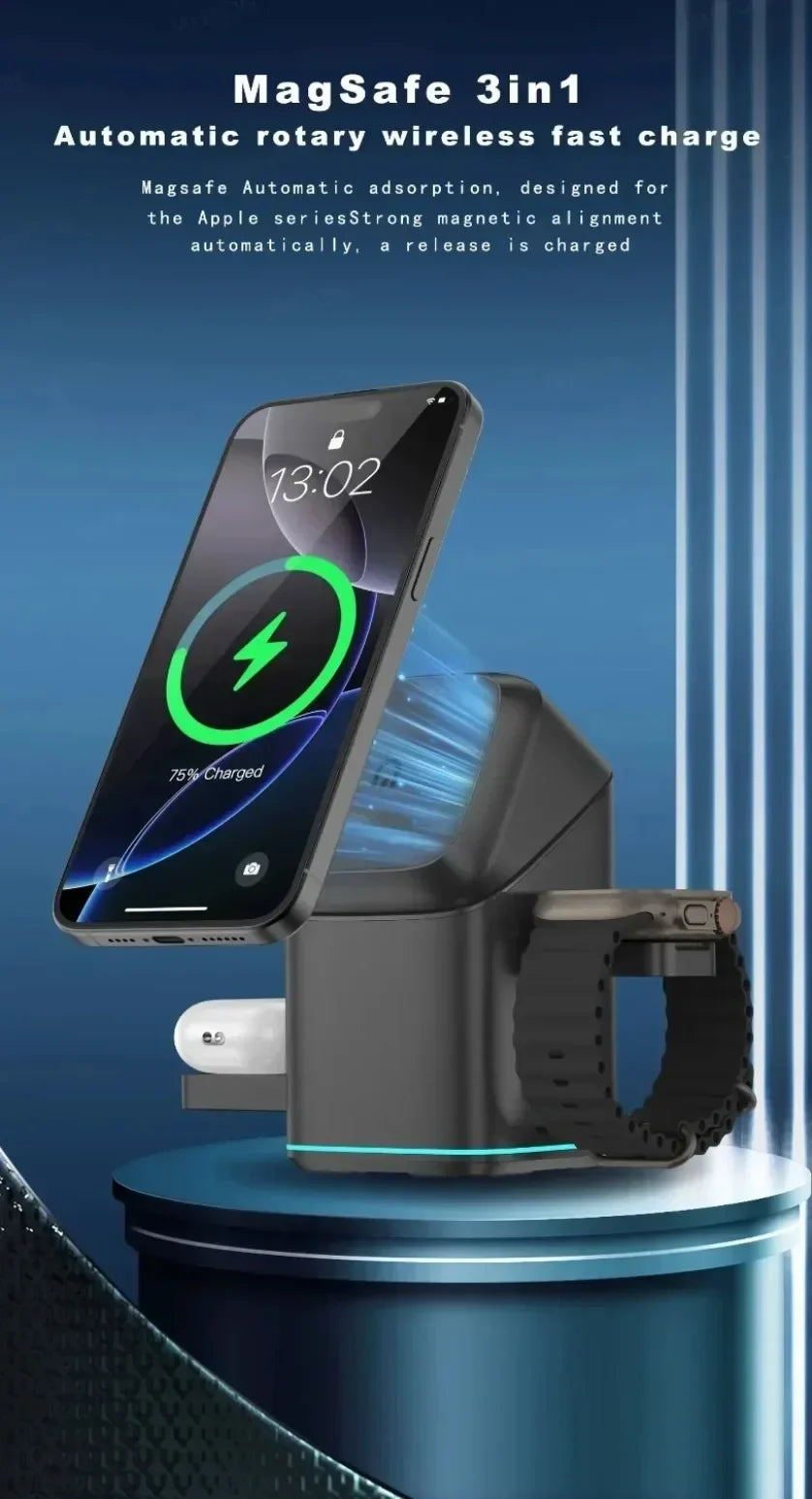3-in-1 Foldable Touch-Controlled Wireless Charging Stand